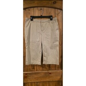 Banana Republic Capri Pants Womens 14 Beige Martin Fit Cuffed Flat Front